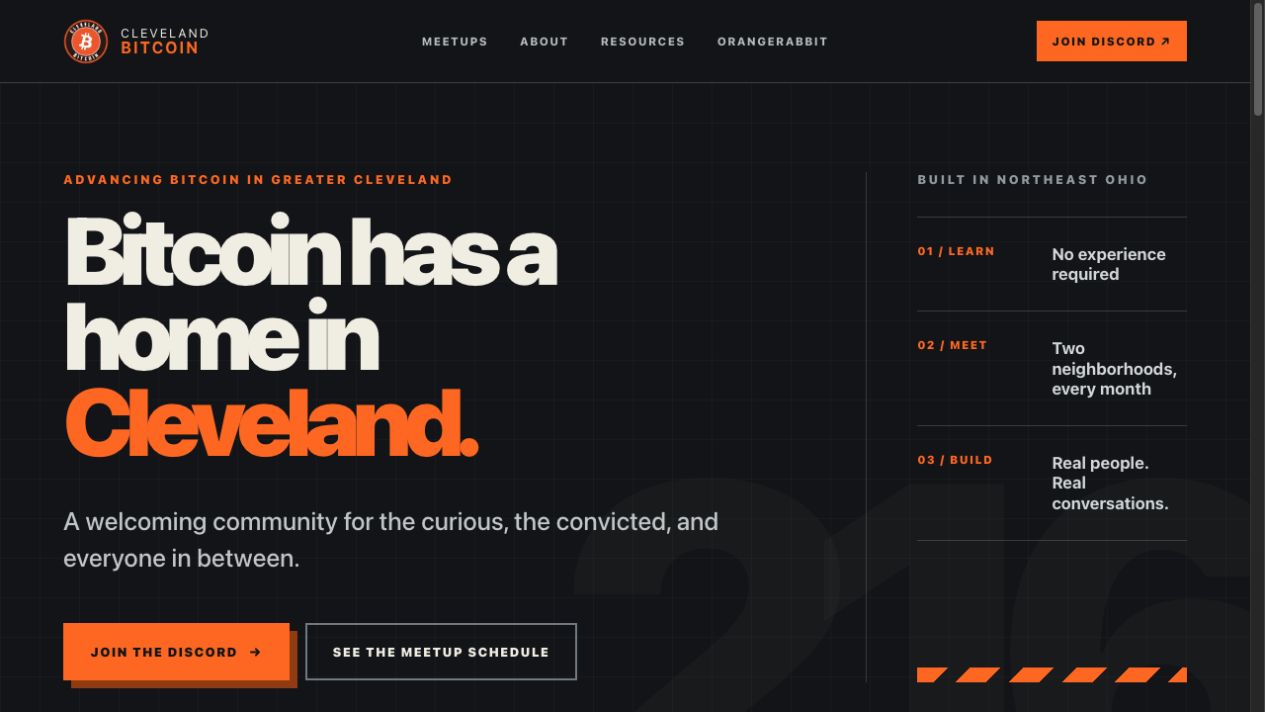 Earlier Cleveland Bitcoin website design